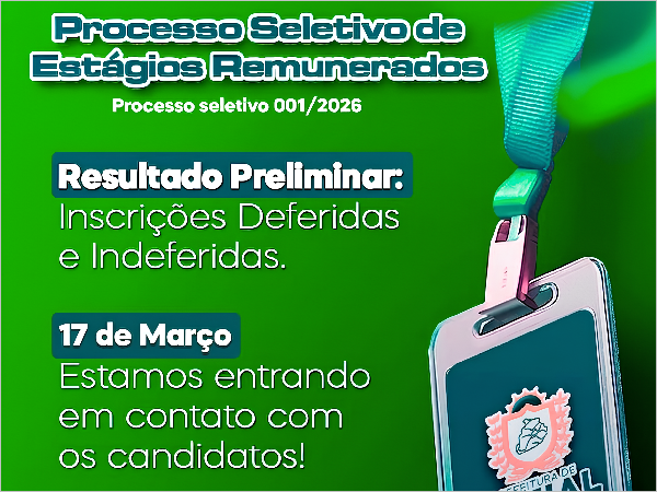 Prefeitura de Areial divulga resultado preliminar do Programa de Estágio 2026